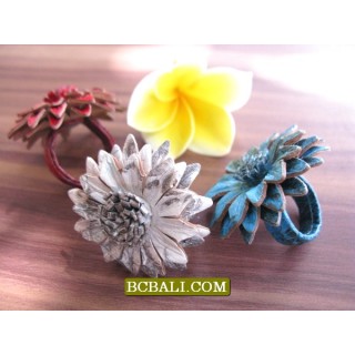 Leather Rings Flowers Designs Accessories For Women